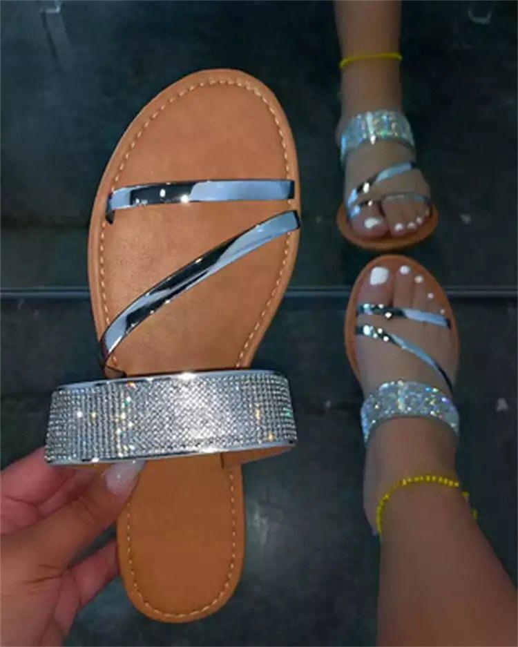 Roman Rhinestone Flat