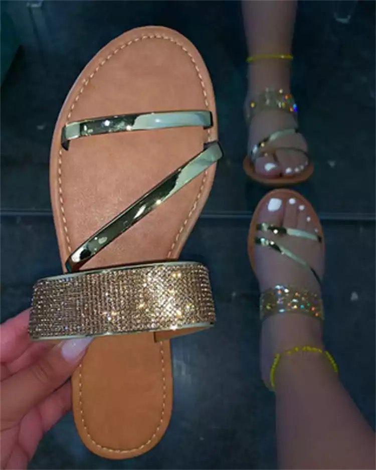 Roman Rhinestone Flat